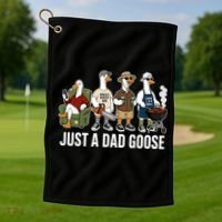 Funny Father's Day Just A Dad Goose Golf Towel thumb 1