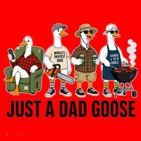 Funny Father's Day Just A Dad Goose Santa Hat thumb 1