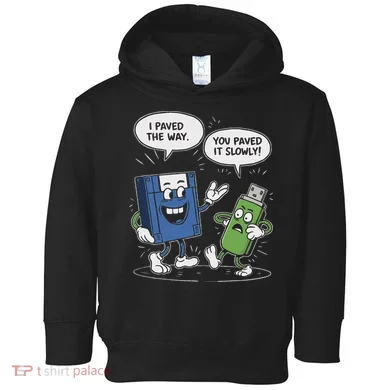 Funny Floppy Disk Vs. Usb Flash Drive Cartoon Design Toddler Hoodie