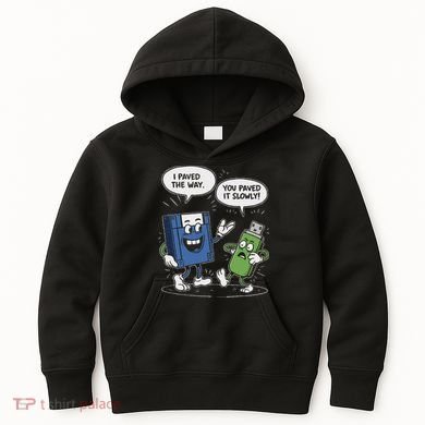 Funny Floppy Disk Vs. Usb Flash Drive Cartoon Design Kids Hoodie
