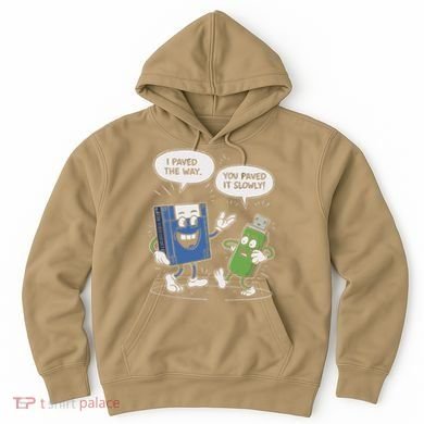Funny Floppy Disk Vs. Usb Flash Drive Cartoon Design Hoodie