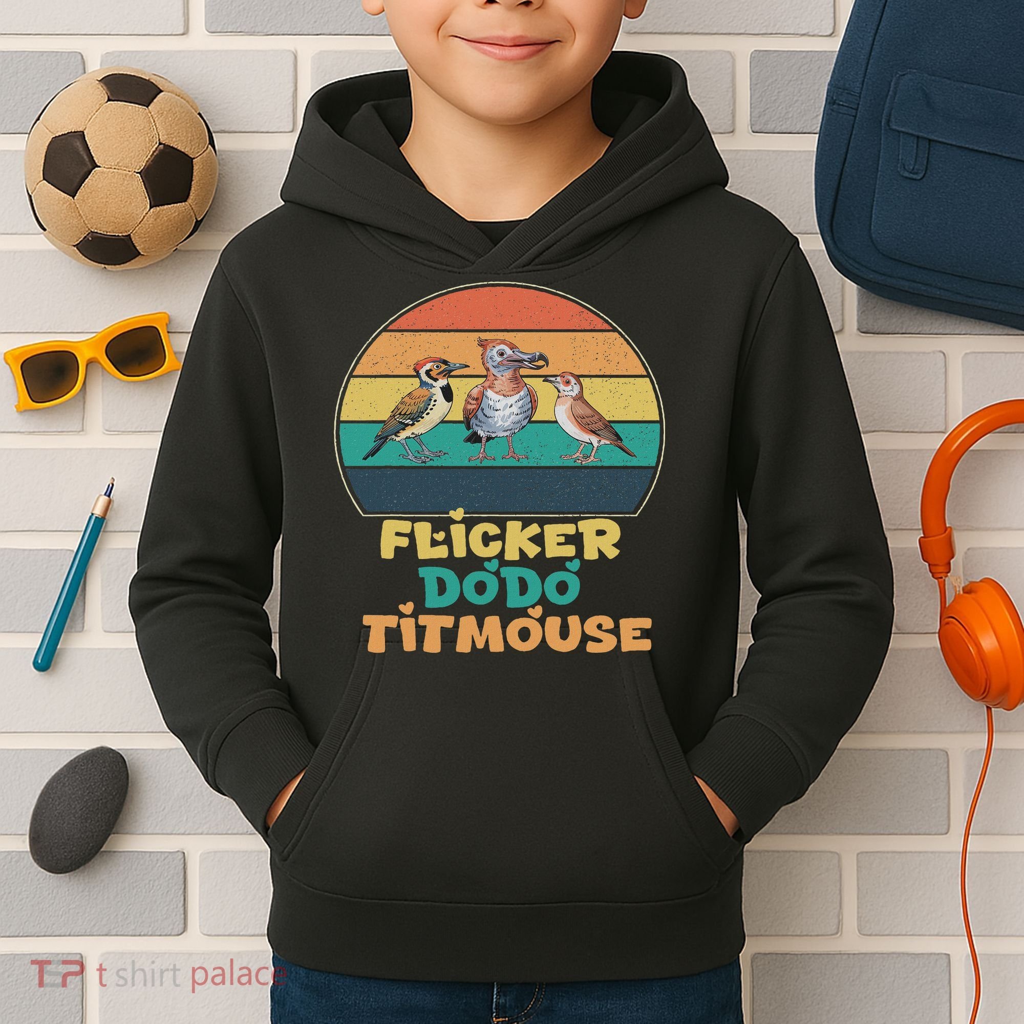 Funny Flicker Dodo Titmouse Bird Watch Nature Lover Kids Hoodie