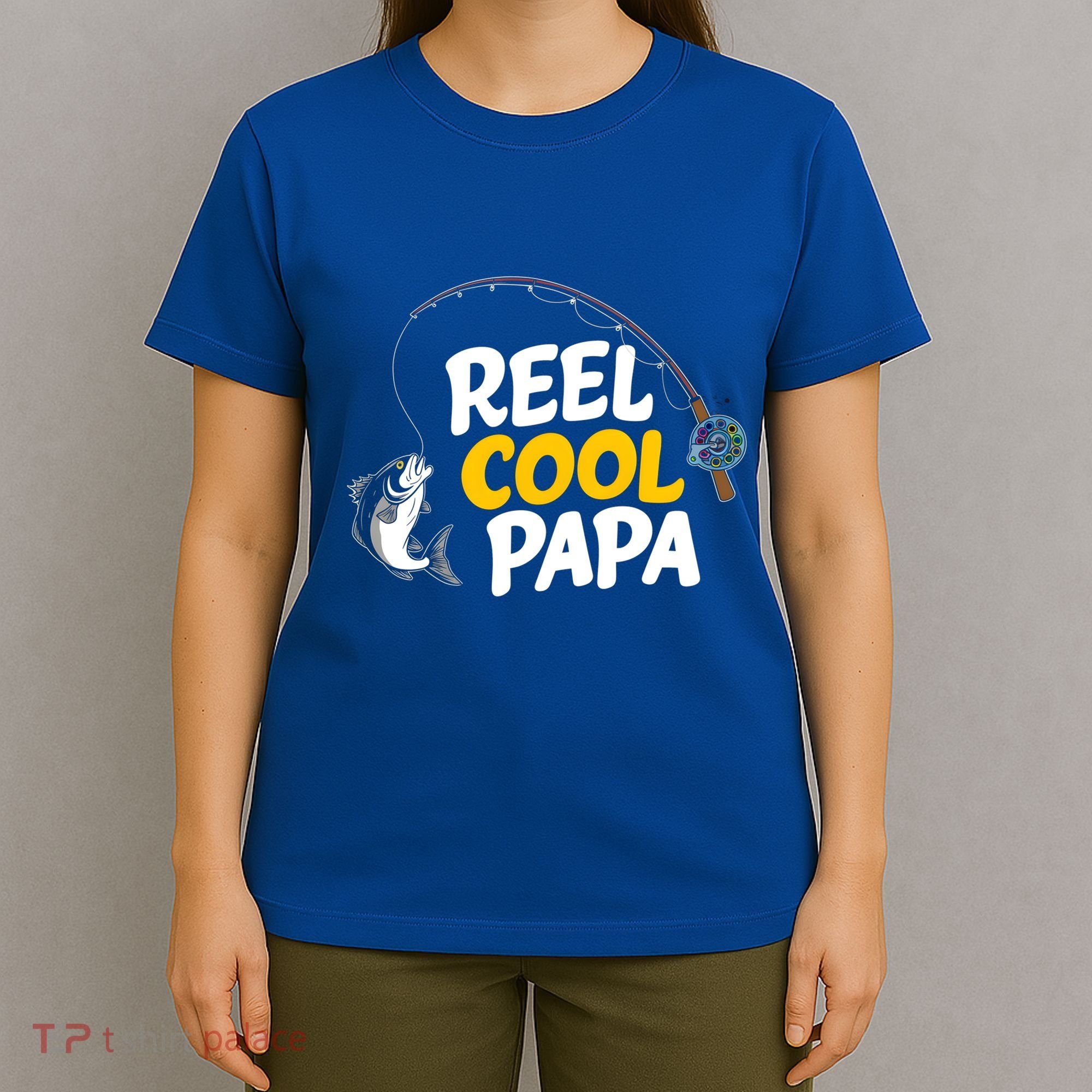 Funny FatherS Day Fish Reel Cool Fisher Papa Fishing Dad Funny Gift T-Shirt