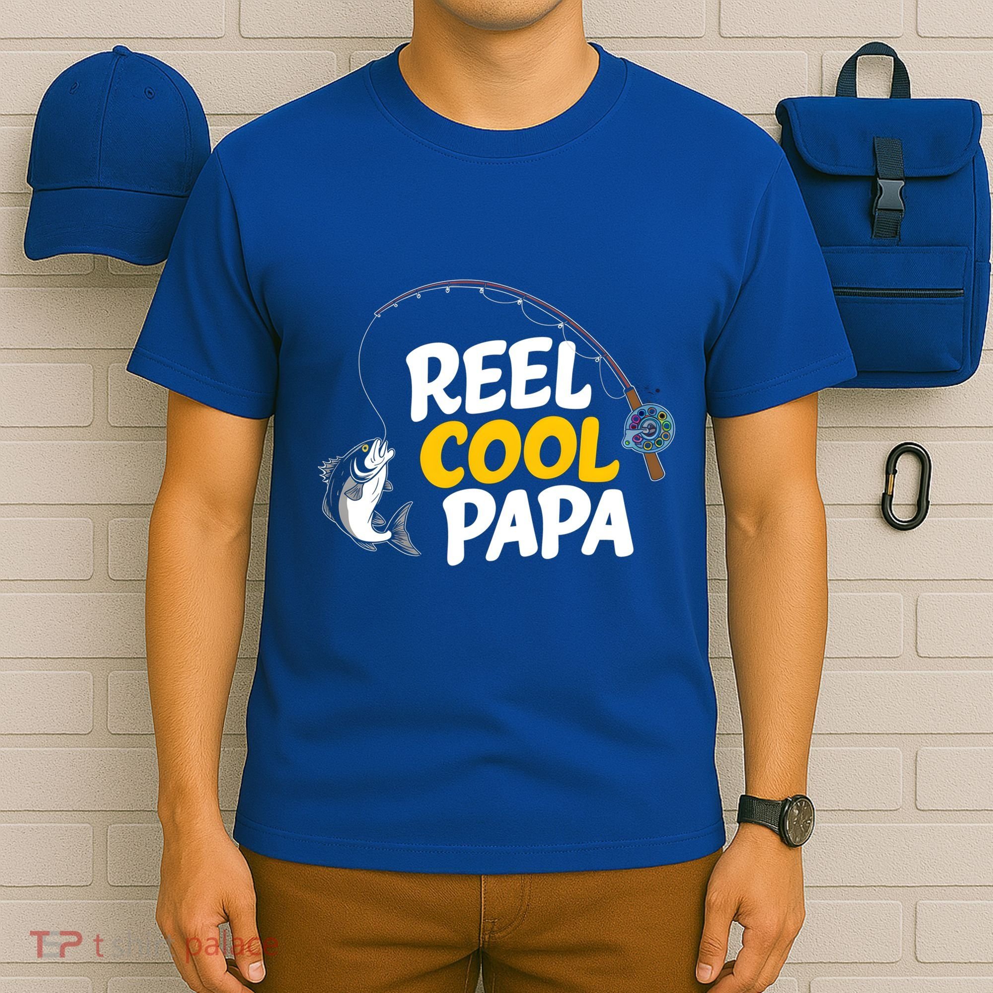 Funny FatherS Day Fish Reel Cool Fisher Papa Fishing Dad Funny Gift T-Shirt