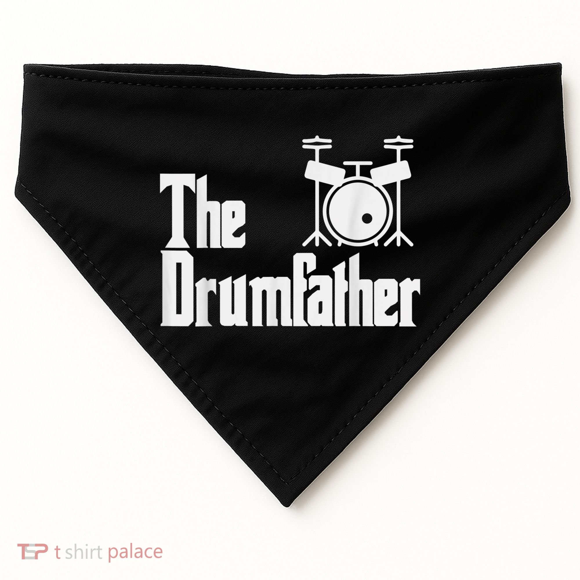Funny Fathers Day The Drumfather Drummer Musician Dad Gift USA-Made Doggie Bandana