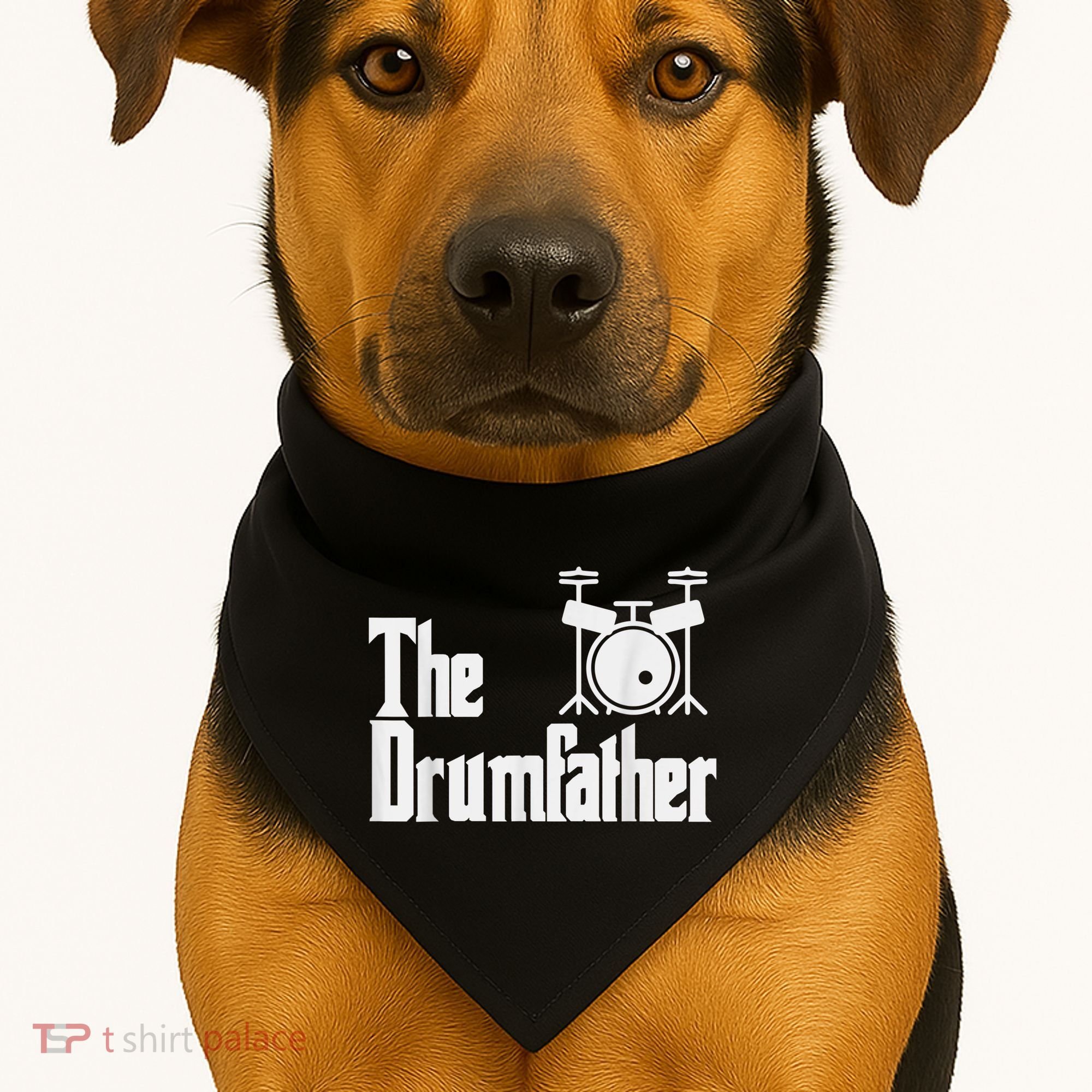 Funny Fathers Day The Drumfather Drummer Musician Dad Gift USA-Made Doggie Bandana