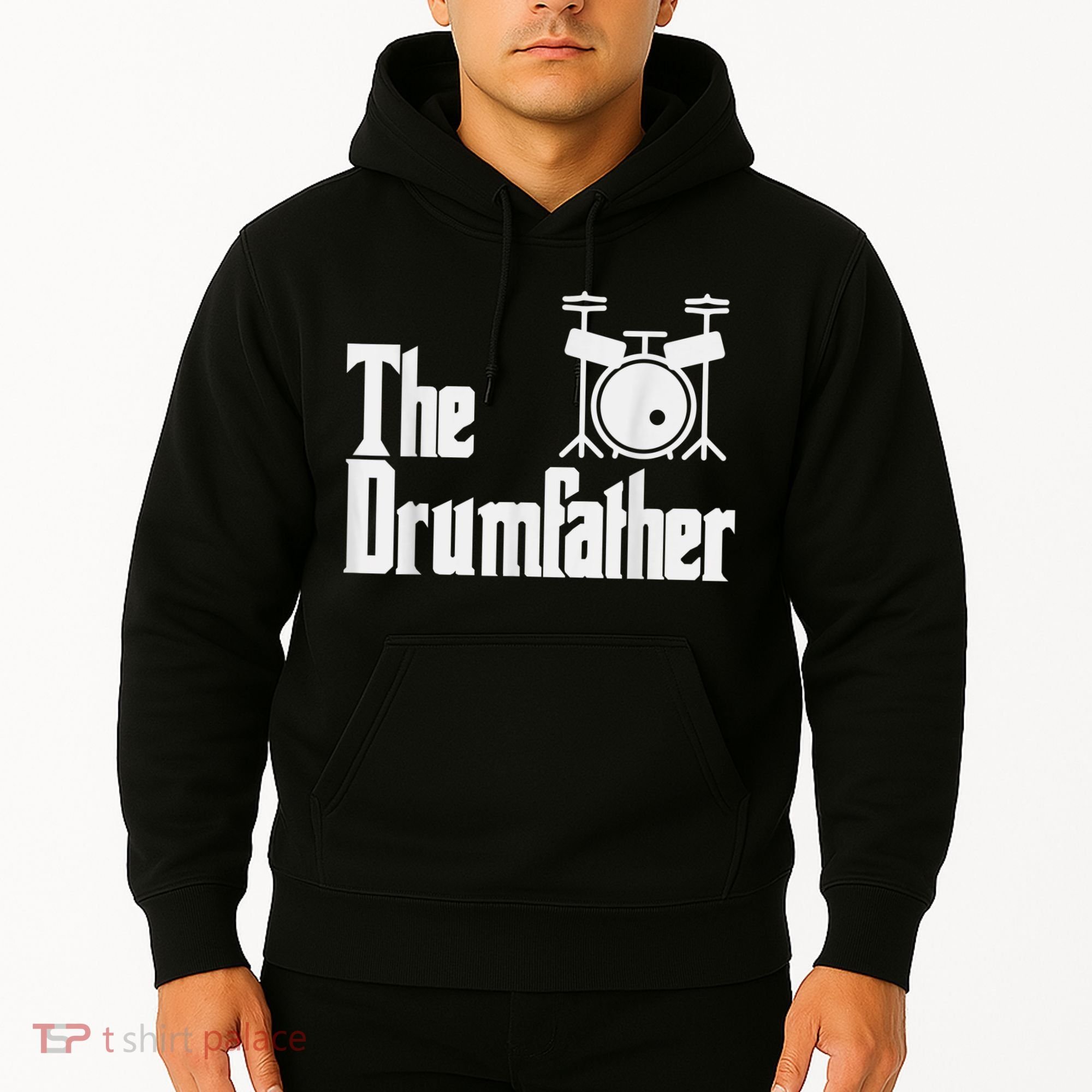 Funny Fathers Day The Drumfather Drummer Musician Dad Gift Hoodie