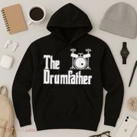 Funny Fathers Day The Drumfather Drummer Musician Dad Gift Hoodie thumb 3