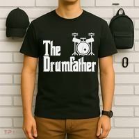Funny Fathers Day The Drumfather Drummer Musician Dad Gift T-Shirt thumb 6