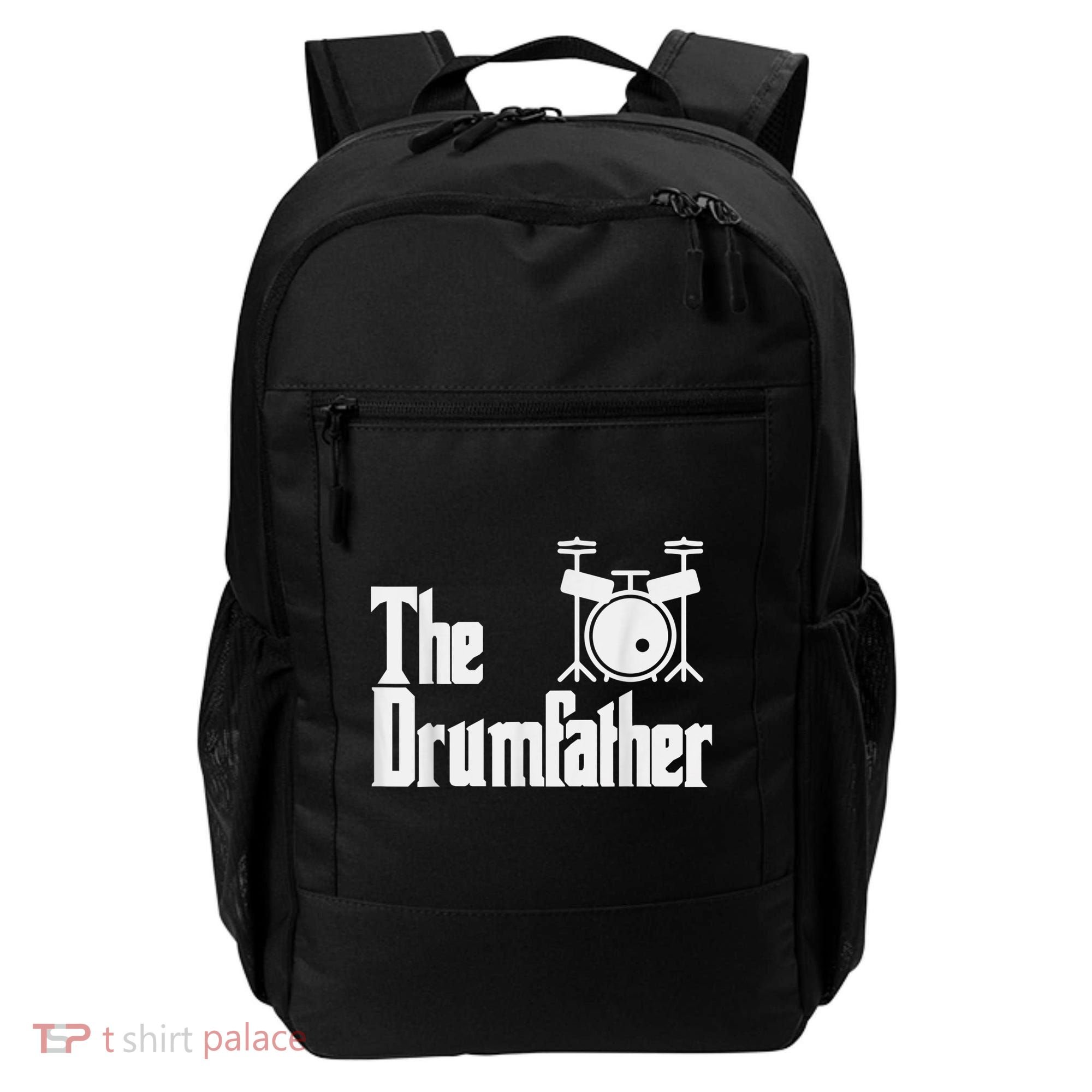Funny Fathers Day The Drumfather Drummer Musician Dad Gift Backpack