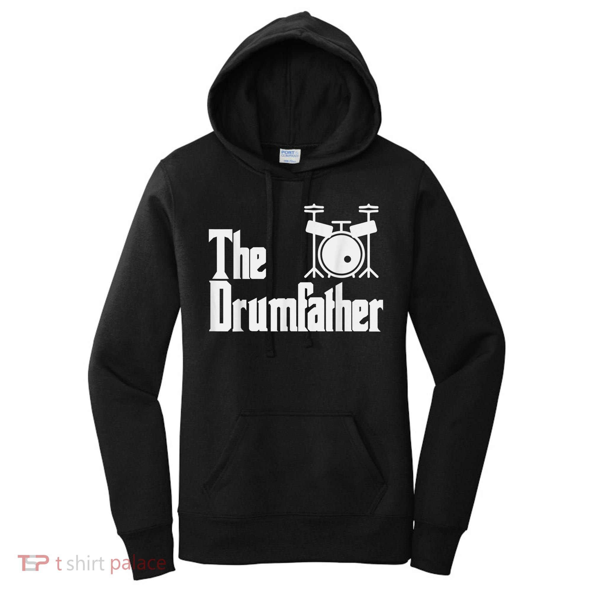 Funny Fathers Day The Drumfather Drummer Musician Dad Gift Women's Hoodie