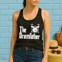 Funny Fathers Day The Drumfather Drummer Musician Dad Gift Women's Tank Top thumb 2