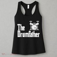 Funny Fathers Day The Drumfather Drummer Musician Dad Gift Women's Tank Top thumb 3