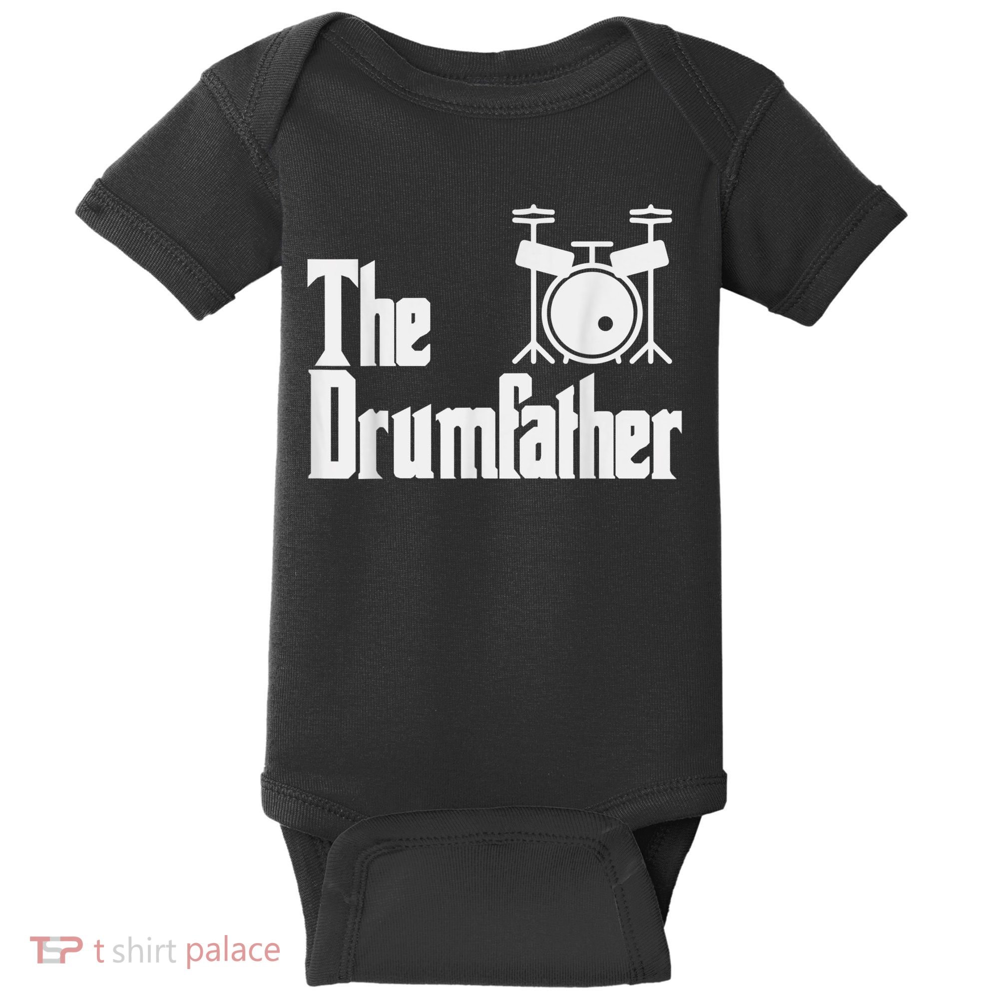 Funny Fathers Day The Drumfather Drummer Musician Dad Gift Baby Bodysuit