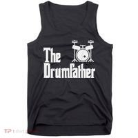 Funny Fathers Day The Drumfather Drummer Musician Dad Gift Tank Top thumb 0