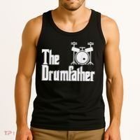 Funny Fathers Day The Drumfather Drummer Musician Dad Gift Tank Top thumb 3