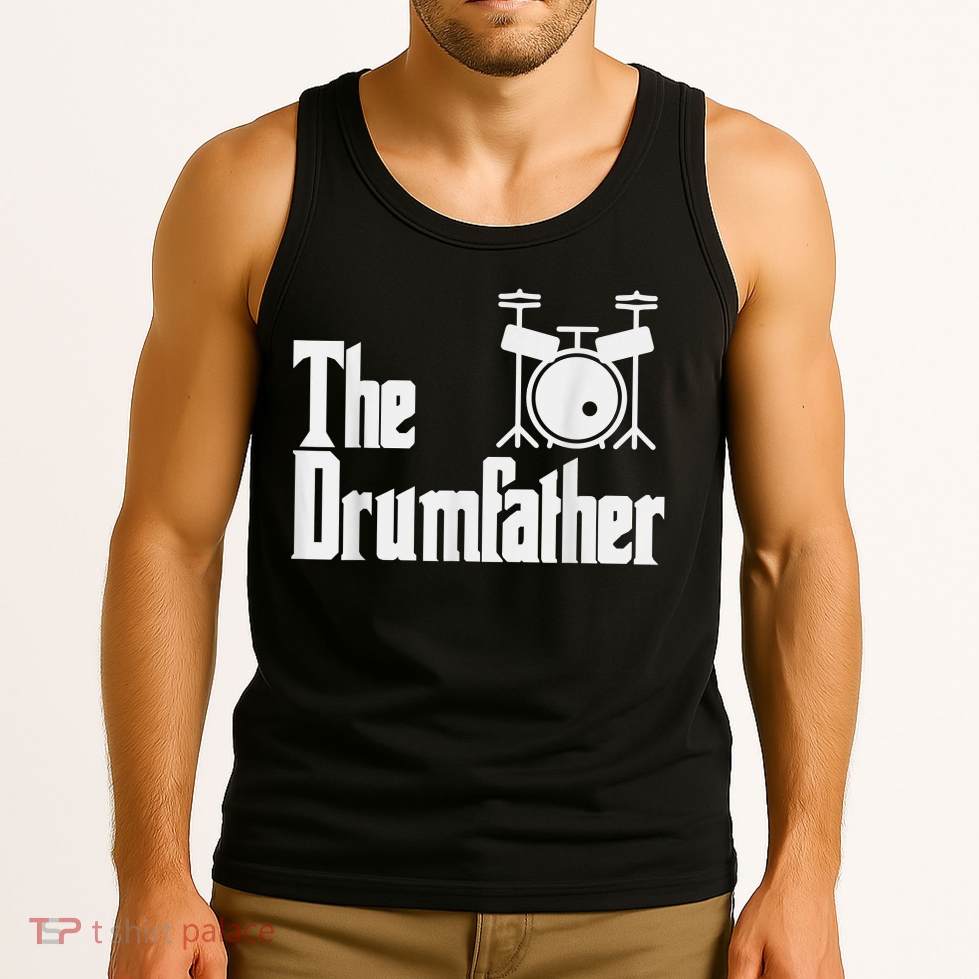 Funny Fathers Day The Drumfather Drummer Musician Dad Gift Tank Top