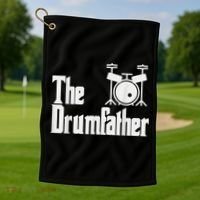 Funny Fathers Day The Drumfather Drummer Musician Dad Gift Golf Towel thumb 1