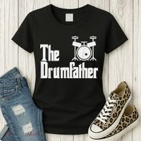 Funny Fathers Day The Drumfather Drummer Musician Dad Gift Women's T-Shirt thumb 3