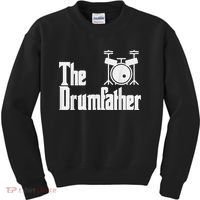 Funny Fathers Day The Drumfather Drummer Musician Dad Gift Kids Sweatshirt thumb 0