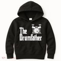 Funny Fathers Day The Drumfather Drummer Musician Dad Gift Kids Hoodie thumb 0