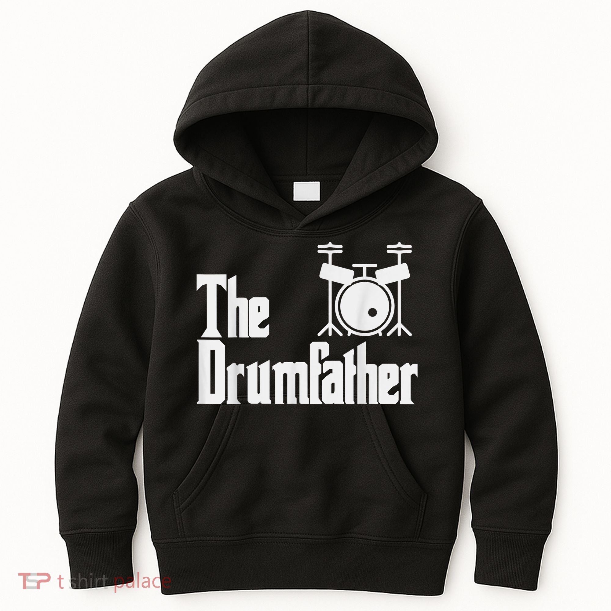Funny Fathers Day The Drumfather Drummer Musician Dad Gift Kids Hoodie
