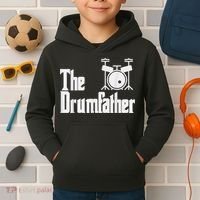 Funny Fathers Day The Drumfather Drummer Musician Dad Gift Kids Hoodie thumb 2