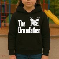 Funny Fathers Day The Drumfather Drummer Musician Dad Gift Kids Hoodie thumb 3
