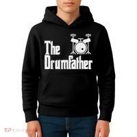 Funny Fathers Day The Drumfather Drummer Musician Dad Gift Kids Hoodie thumb 4