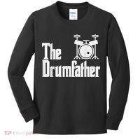 Funny Fathers Day The Drumfather Drummer Musician Dad Gift Kids Long Sleeve Shirt thumb 0