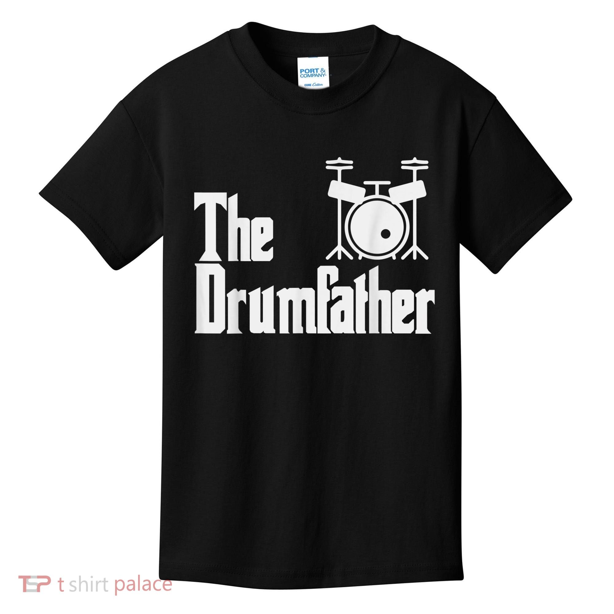 Funny Fathers Day The Drumfather Drummer Musician Dad Gift Kids T-Shirt