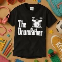 Funny Fathers Day The Drumfather Drummer Musician Dad Gift Kids T-Shirt thumb 3