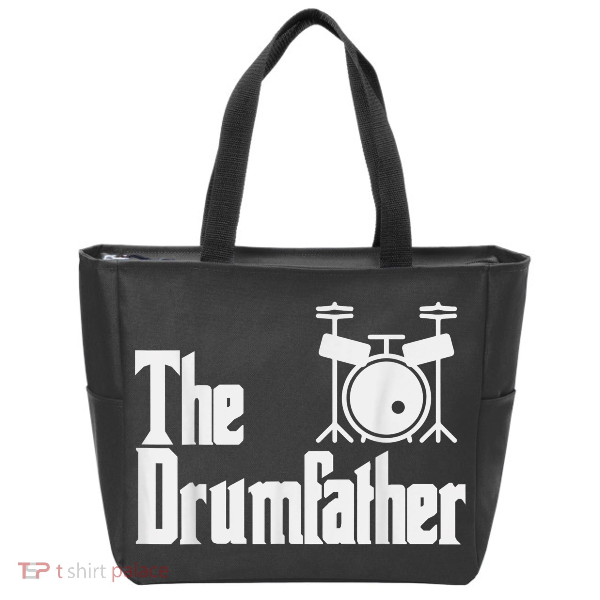 Funny Fathers Day The Drumfather Drummer Musician Dad Gift Tote Bag