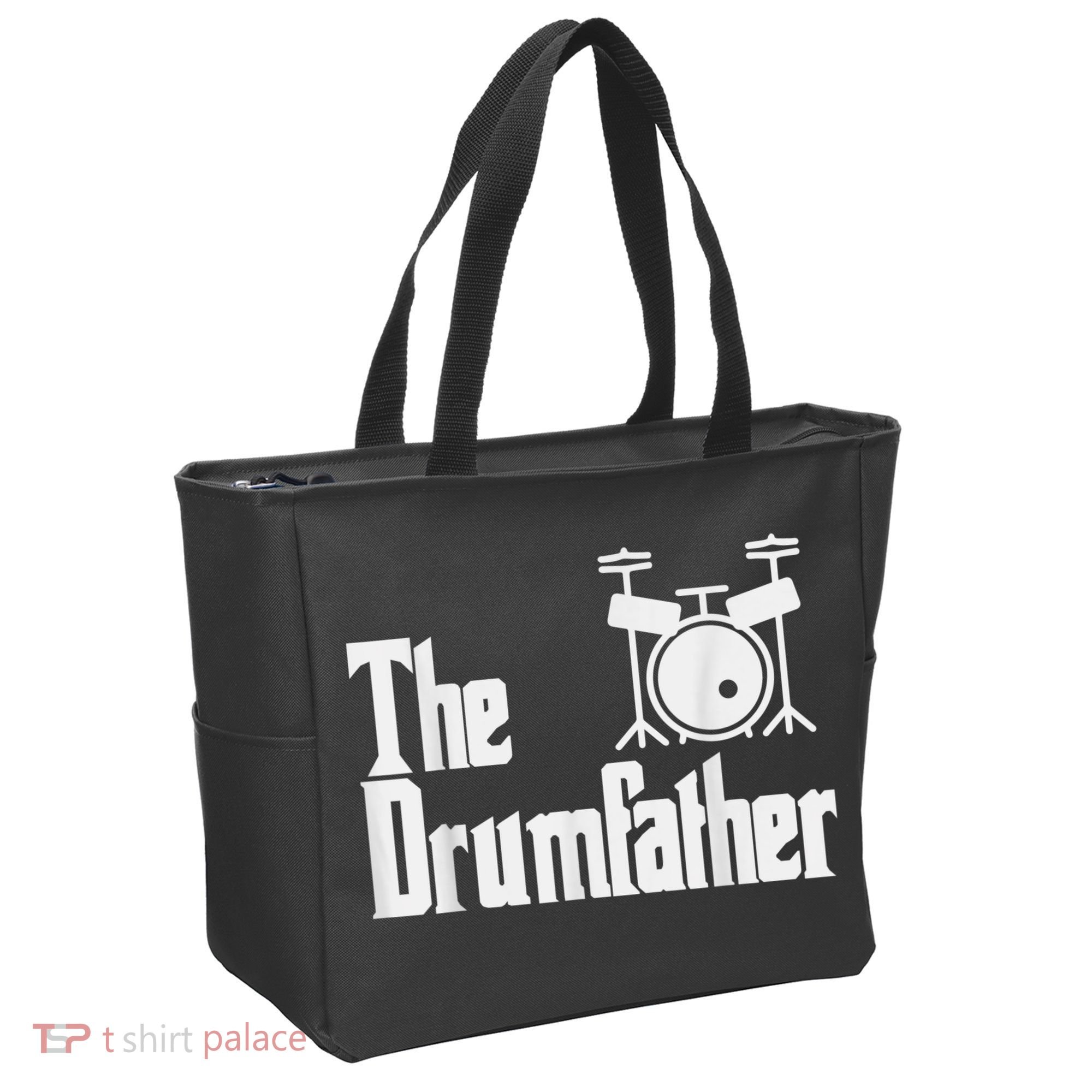 Funny Fathers Day The Drumfather Drummer Musician Dad Gift Tote Bag