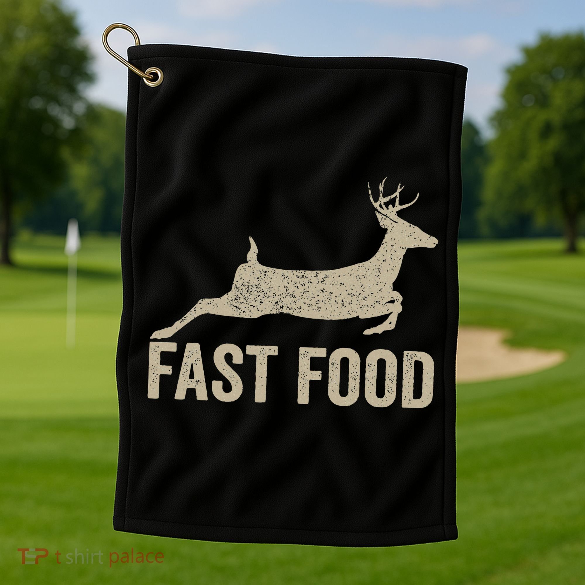 Fast Food Deer Hunter Hunting Golf Towel