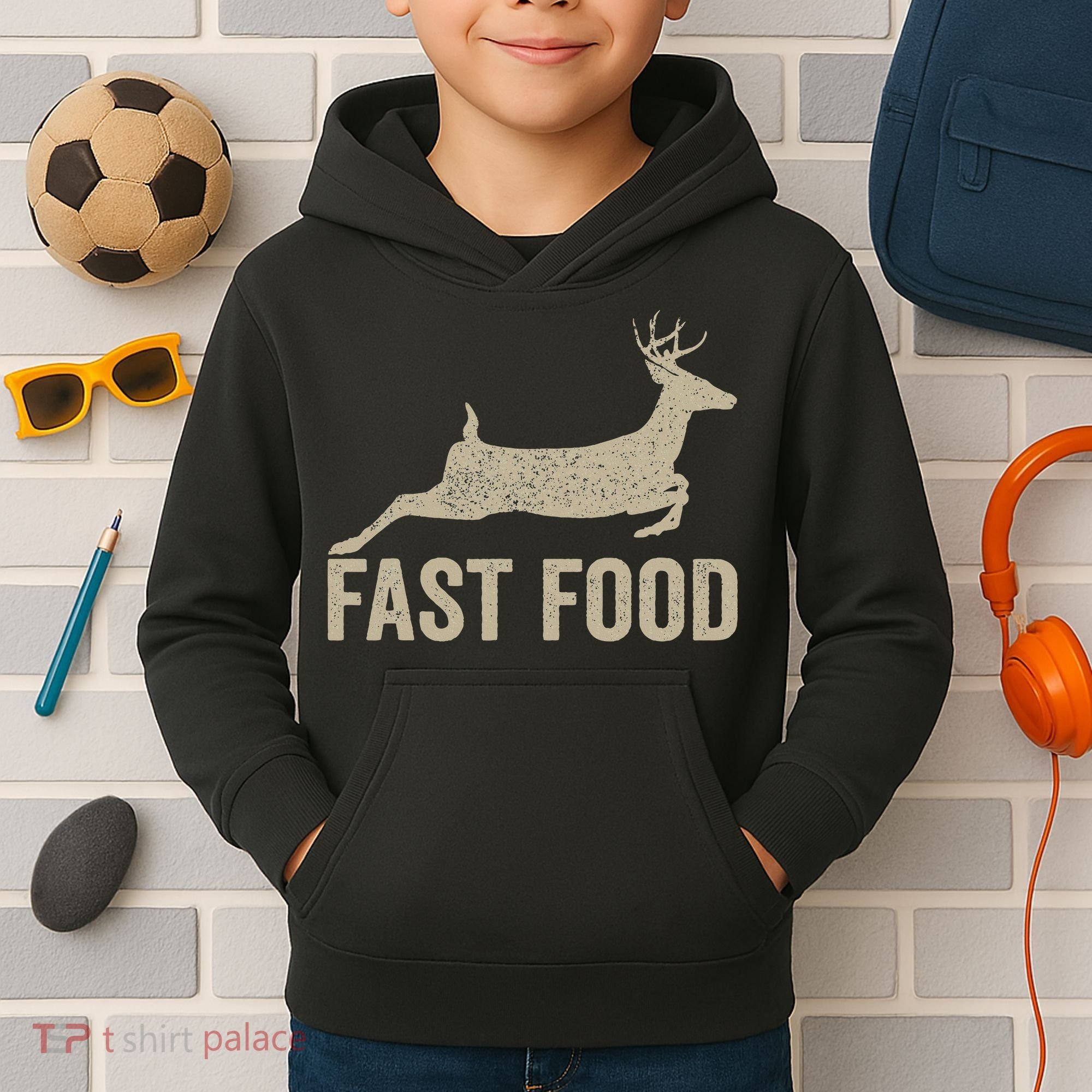 Fast Food Deer Hunter Hunting Kids Hoodie