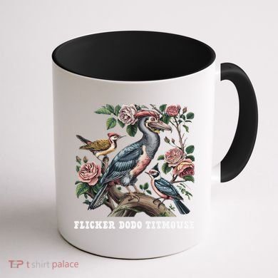 Funny Flicker Dodo Titmouse Vintage Floral Apparel Bird Coffee Mug back