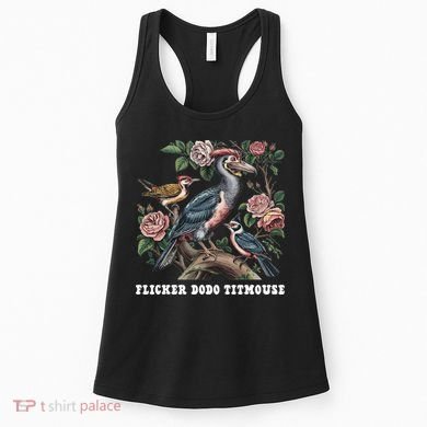 Funny Flicker Dodo Titmouse Vintage Floral Apparel Bird Women's Tank Top