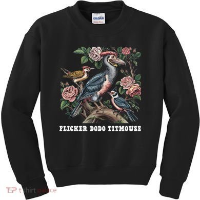 Funny Flicker Dodo Titmouse Vintage Floral Apparel Bird Kids Sweatshirt