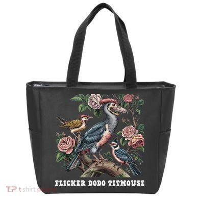 Funny Flicker Dodo Titmouse Vintage Floral Apparel Bird Tote Bag
