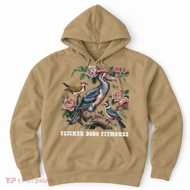 Funny Flicker Dodo Titmouse Vintage Floral Apparel Bird Hoodie
