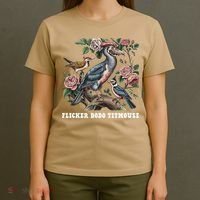 Funny Flicker Dodo Titmouse Vintage Floral Apparel Bird T-Shirt thumb 4