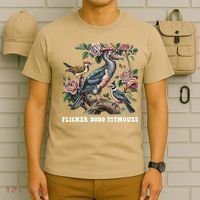 Funny Flicker Dodo Titmouse Vintage Floral Apparel Bird T-Shirt thumb 6