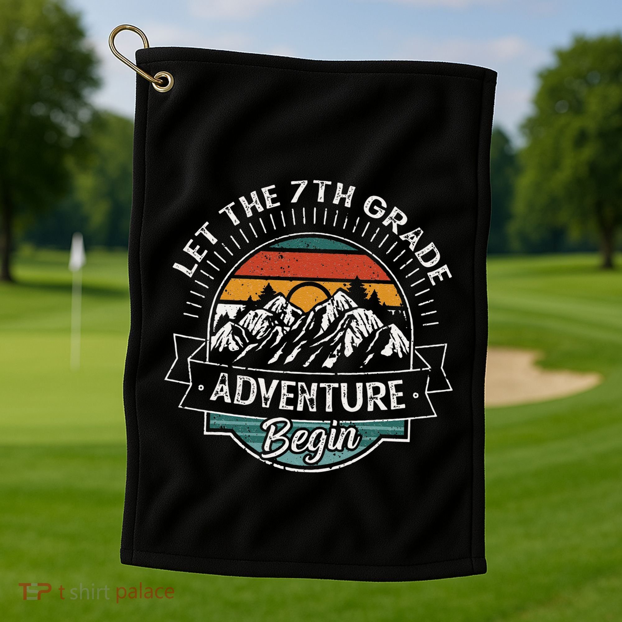 Funny First Day Of School Let The 7th Grade Adventure Begin Golf Towel