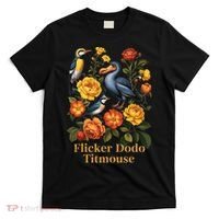 Funny Flicker Dodo Titmouse Vintage Floral T-Shirt thumb 0