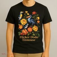 Funny Flicker Dodo Titmouse Vintage Floral T-Shirt thumb 3