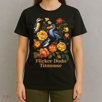 Funny Flicker Dodo Titmouse Vintage Floral T-Shirt thumb 4