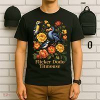 Funny Flicker Dodo Titmouse Vintage Floral T-Shirt thumb 6