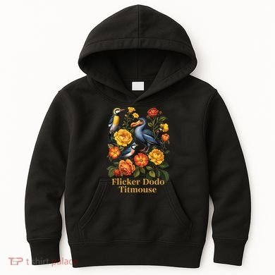Funny Flicker Dodo Titmouse Vintage Floral Kids Hoodie