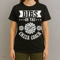 Funny Football Dibs On The Cheer Coach Pom Poms T-Shirt thumb 4